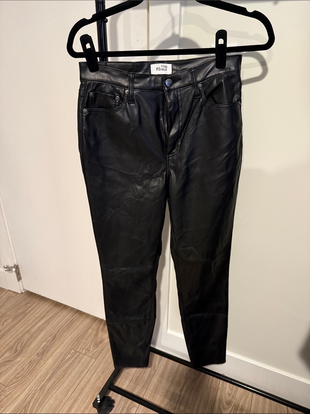 pistola Black Faux Leather Pants